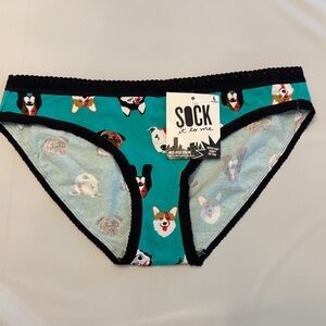 Women’s Dog Print Underwear, mid-rise bikini style - Teal and Black